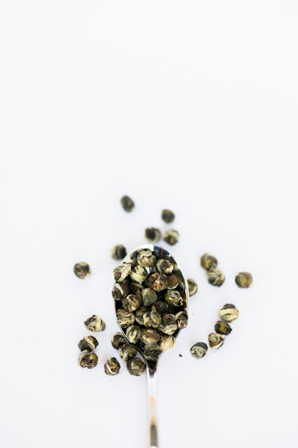 Hand rolled pure green tea pearls